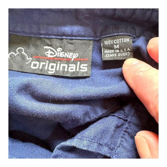 Disney Originals Blue Button-Down Shirt w/ Mickey Mouse Embroidery M Dress Shirt - Picture 5 of 5